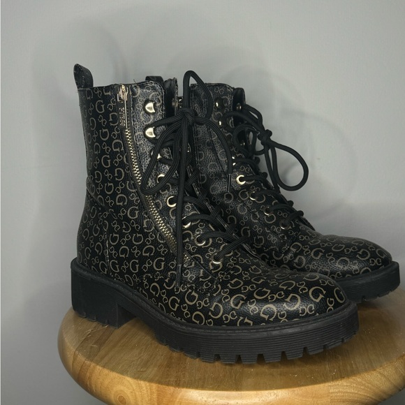 GUESS Combat Boots | Black and Gold 7.5 - Picture 1 of 7